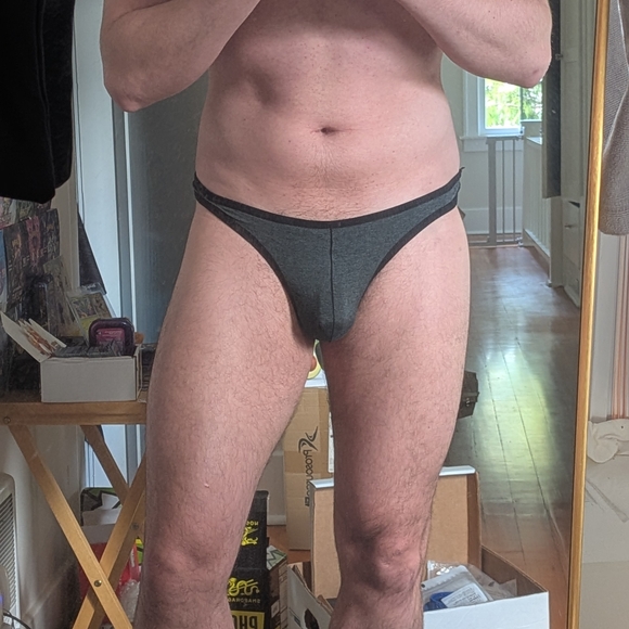 Men's Black and White Thong Underwear - Picture 3 of 5